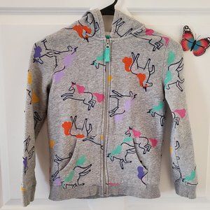 Cat & Jack Gray Hooded UNICORN Sweatshirt Jacket Girls Size 7/8
